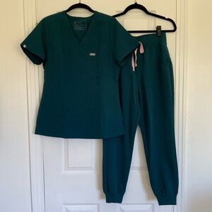 Brand New Figs Scrubs Set in Caribbean Blue